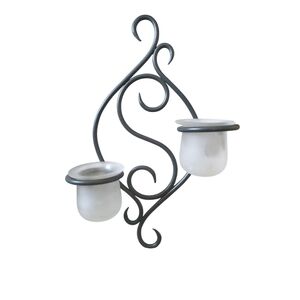 PartyLite Metal Wall Sconce with Two Glass Votive Holders